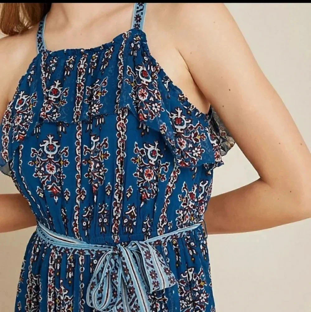 Nwt Anthropologie Sasha ruffle maxi dress.Size M - Picture 5 of 5